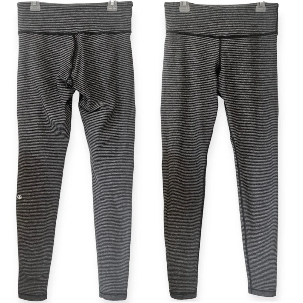 Lululemon Wunder Under Legging Reversible 6 Black Heathered Coal Mini Check Gray